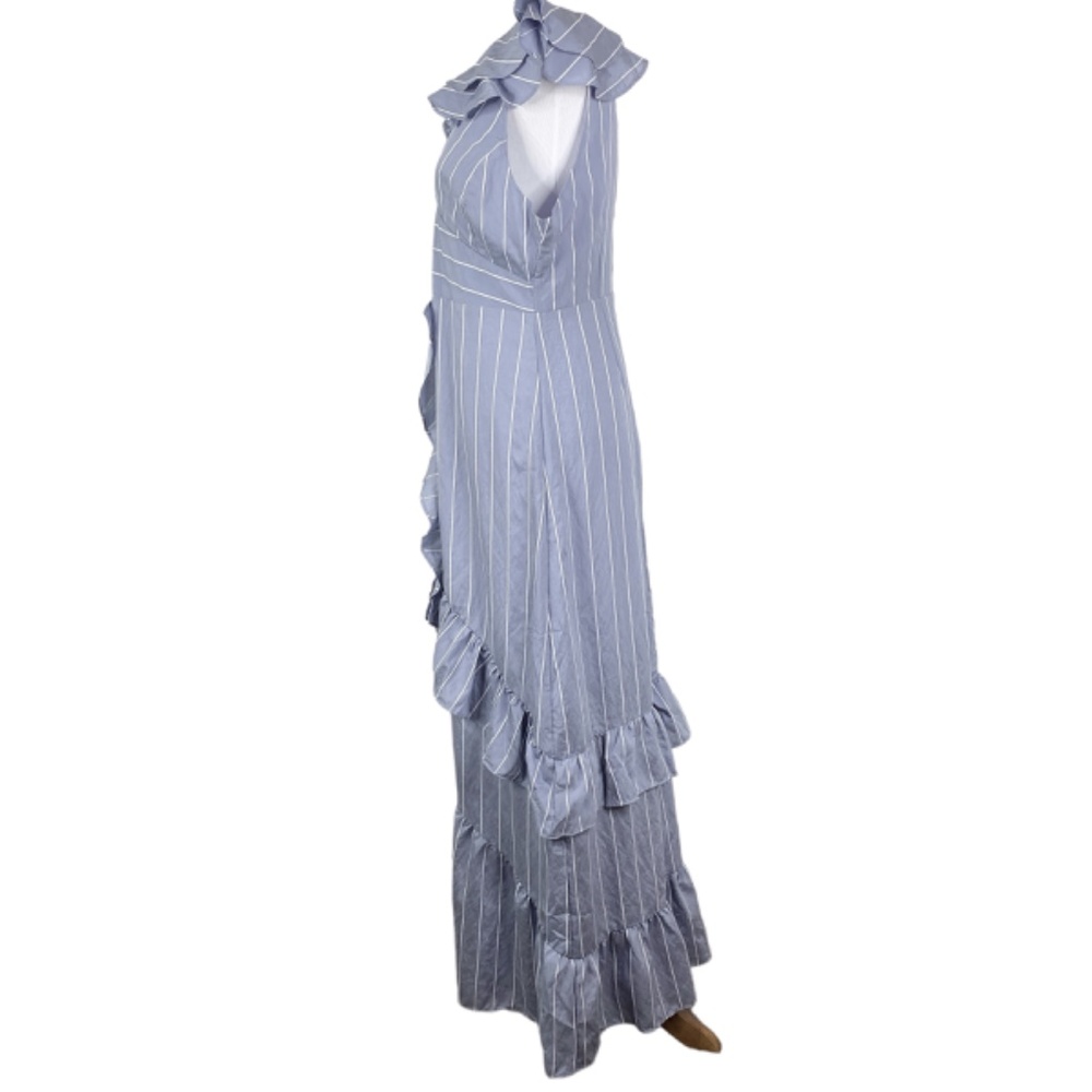 NWT English Factory Stripe Blue Maxi Dress Ruffles Sz. L - Picture 3 of 11